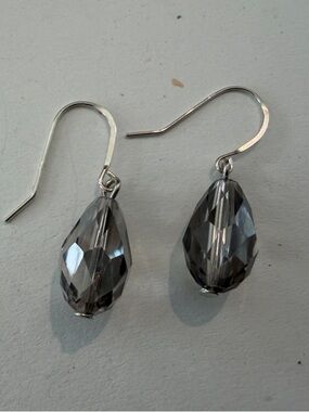 Smoky Gray Teardrop Earrings